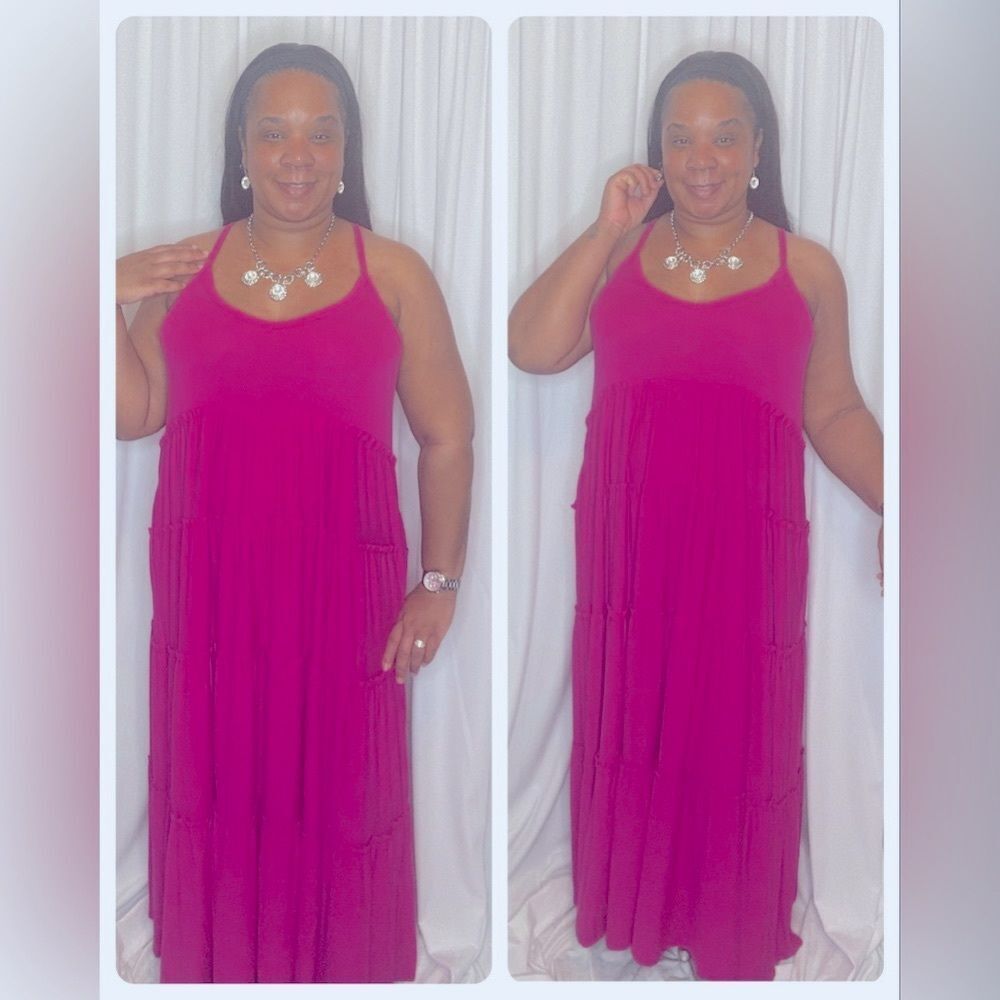 Fuchsia Maxi Sundress with Spaghetti Straps